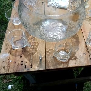 Punch Bowl and Glasses